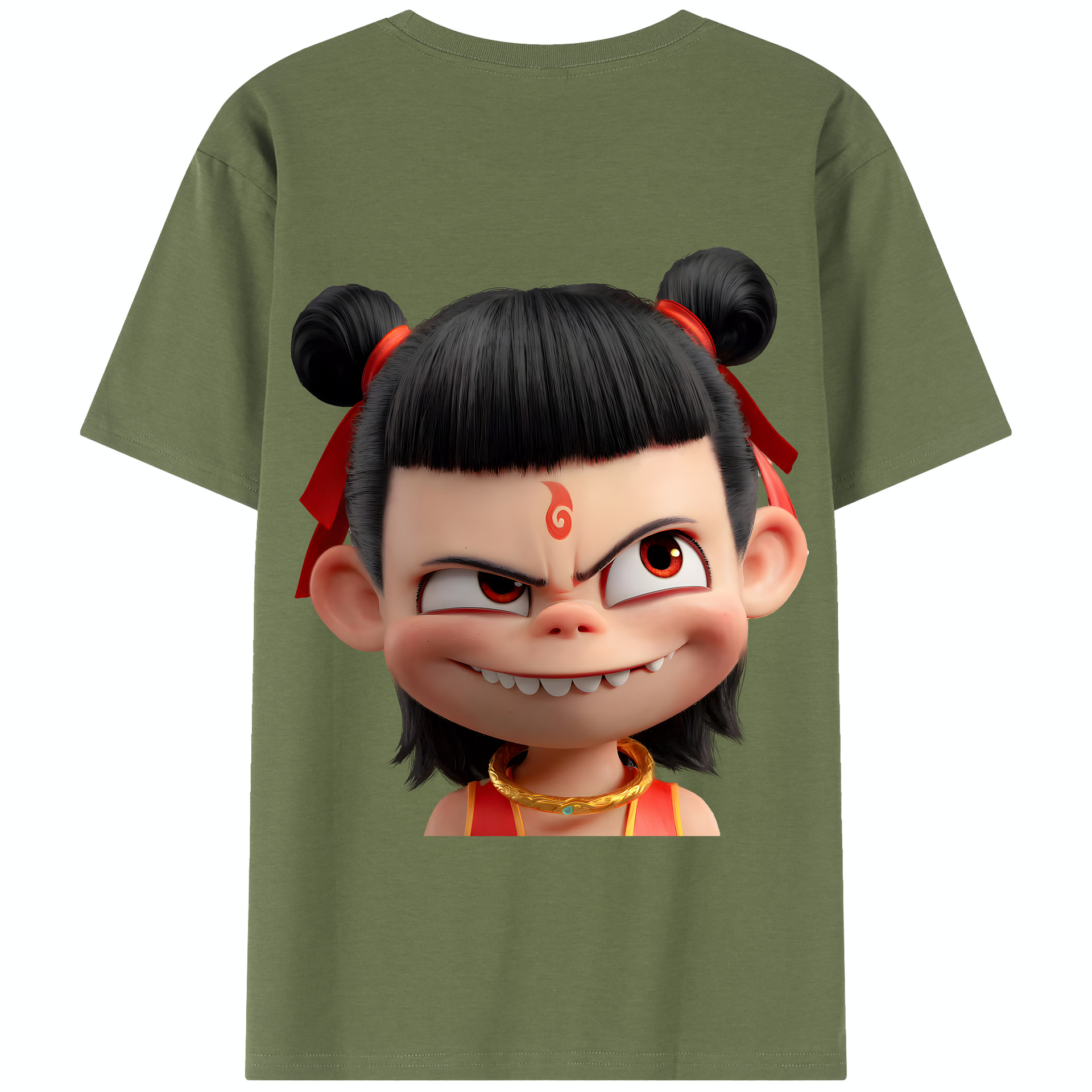 （画像用） Ne Zha 2 ナタ 魔童の大暴れ 綿100％半袖Tシャツ（背面プリント）
